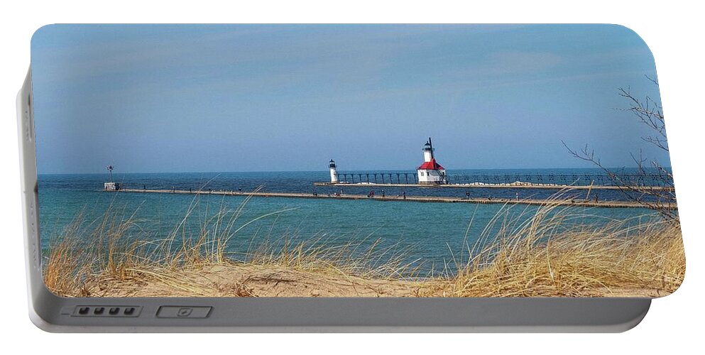 Northernmichigan Portable Battery Charger featuring the photograph St Joesph Lighthouse IMG_3717 HRes by Michael Thomas