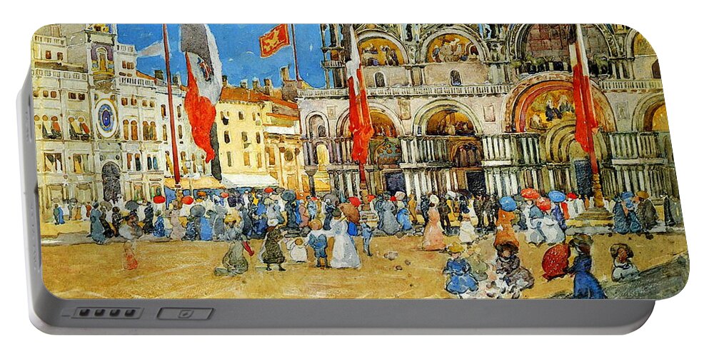 St. Mark's Venice Portable Battery Charger featuring the painting St. Mark's Venice by Maurice Prendergast