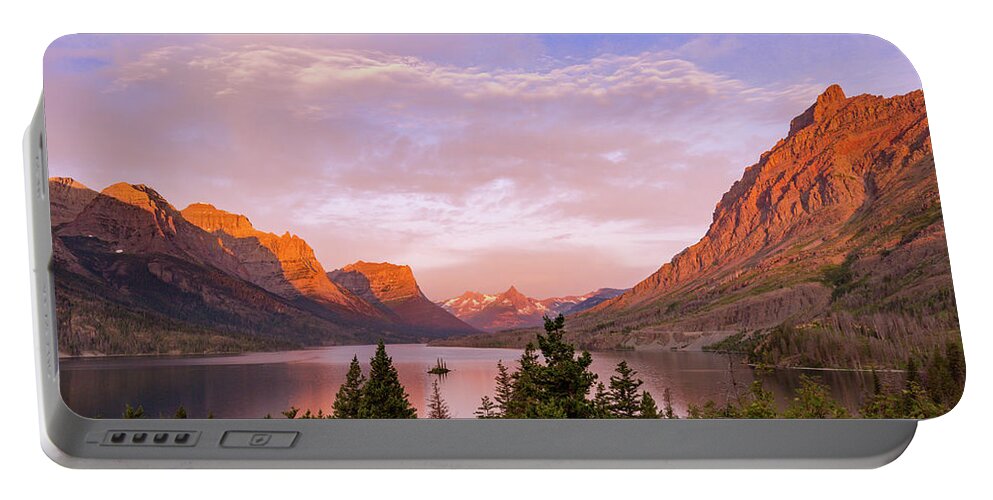 Glacier National Park Portable Battery Charger featuring the photograph St. Mary Lake Dawn by Jack Bell