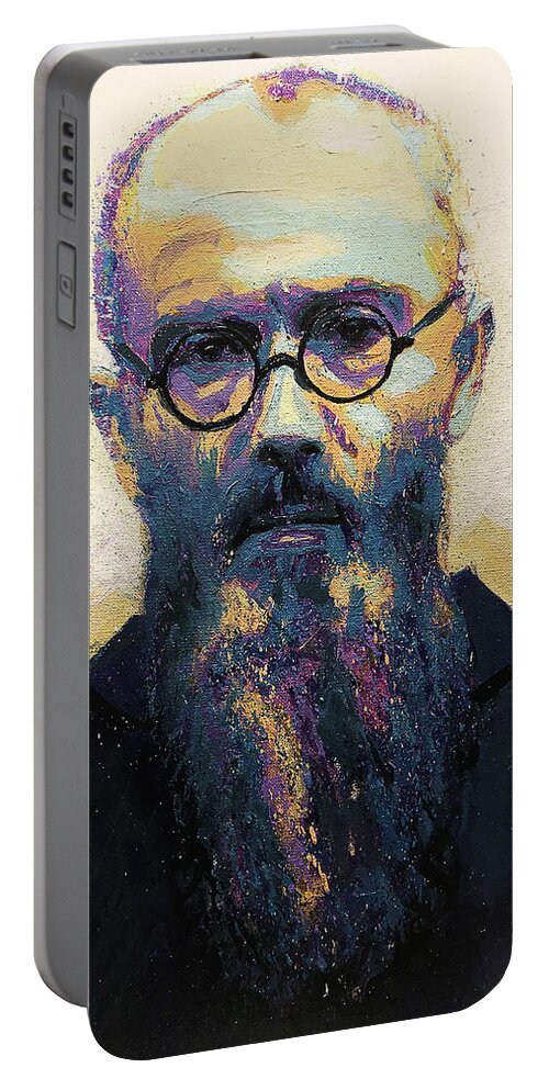 Saint Portable Battery Charger featuring the painting St. Maximilian Kolbe by Steve Gamba