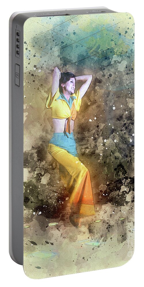 Deco Dancer Portable Battery Charger featuring the digital art Stage Dancer by Anthony Ellis