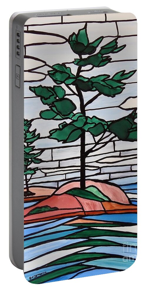 Alcohol Ink Portable Battery Charger featuring the painting Georgian Bay SG6 by Petra Burgmann