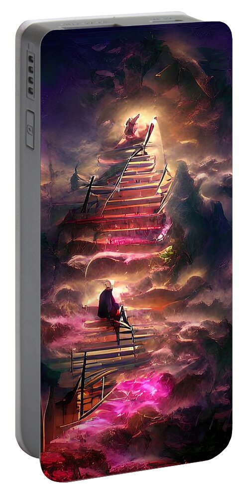 Stairway Portable Battery Charger featuring the digital art Stairway to Heaven by Alexander Fedin