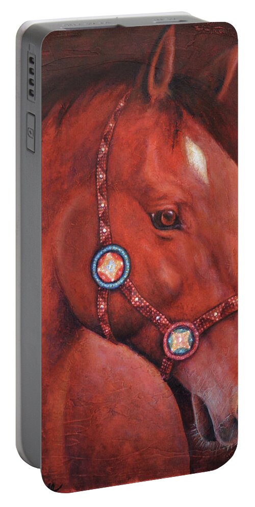 Native American Portable Battery Charger featuring the painting Star Dancer by Kevin Chasing Wolf Hutchins