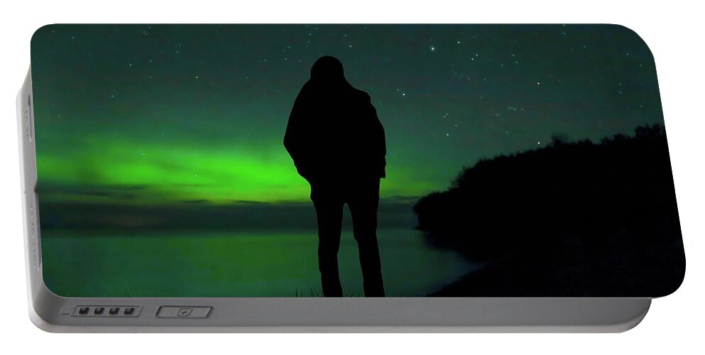 Aurora Borealis Portable Battery Charger featuring the photograph Star Gazing by Andrea Kollo