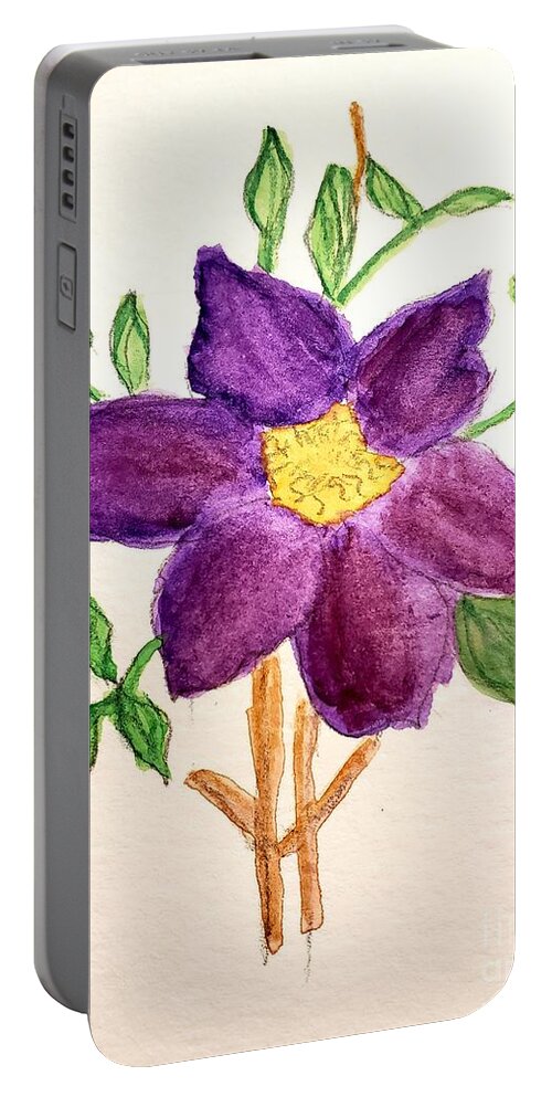 Purple Flower Portable Battery Charger featuring the painting Star of India by Margaret Welsh Willowsilk