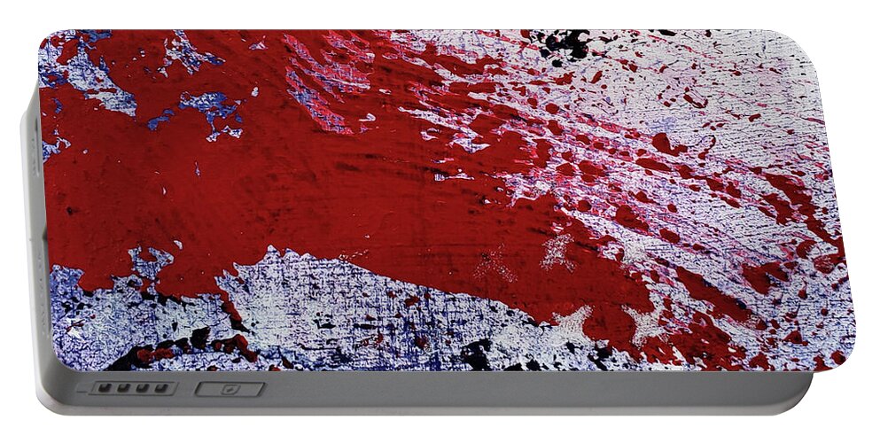 Red Portable Battery Charger featuring the painting STAR SPANGLED IV Red White and Blue Abstract by Lynnie Lang