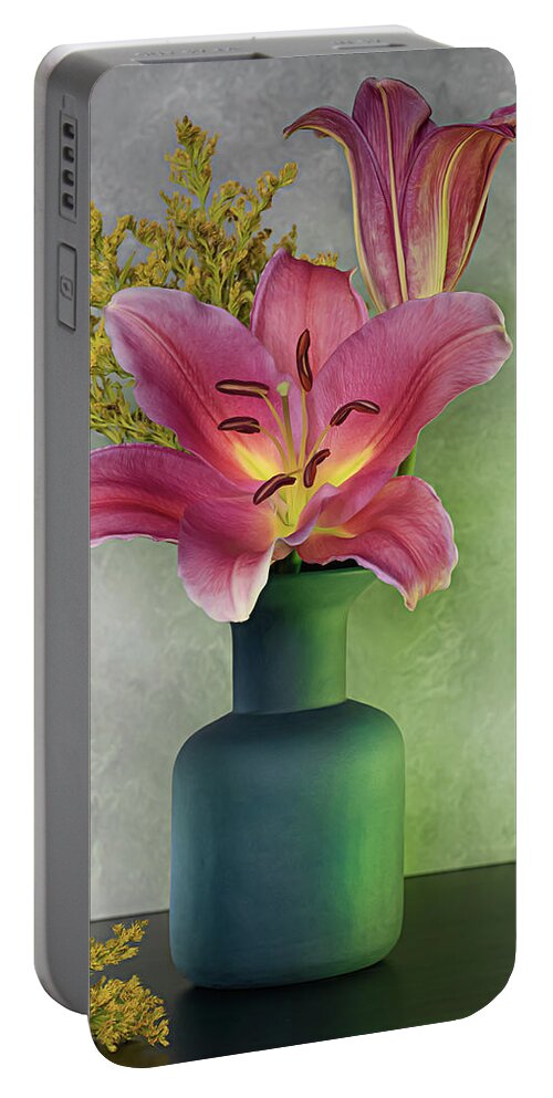 Stargazer Portable Battery Charger featuring the photograph Stargazer Lily Bouquet by Sylvia Goldkranz