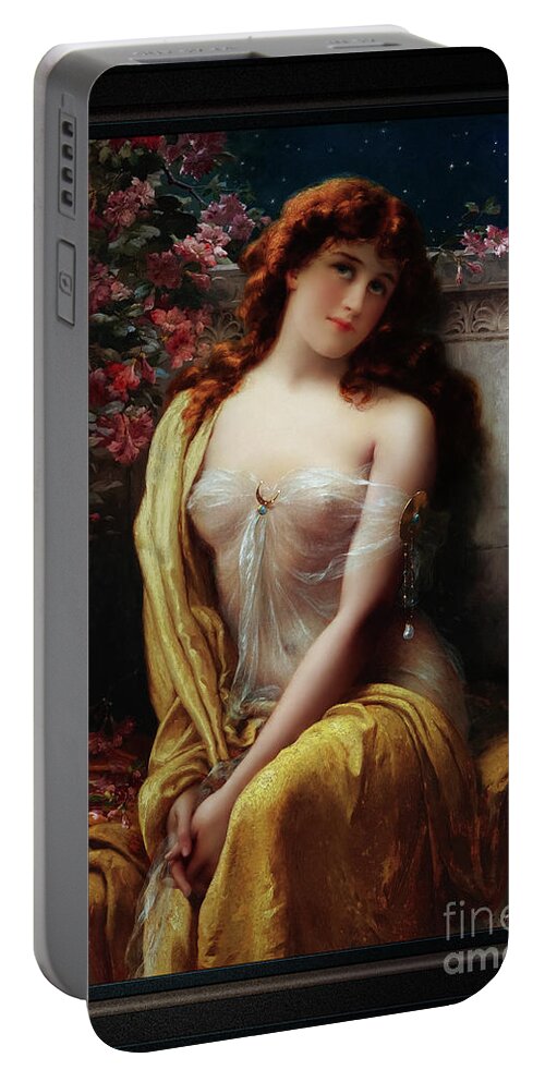 Starlight Portable Battery Charger featuring the painting Starlight by Emile Vernon Classical Fine Art Old Masters Reproduction by Rolando Burbon
