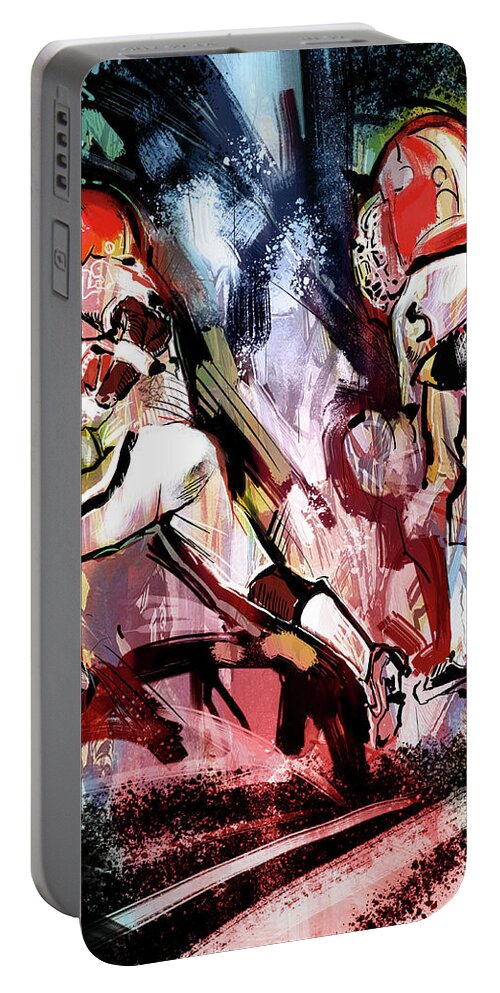  Portable Battery Charger featuring the painting Start to the season II by John Gholson