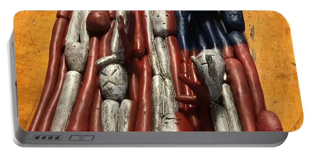 Relief Portable Battery Charger featuring the relief State of the Union 2 by Janet Lipp