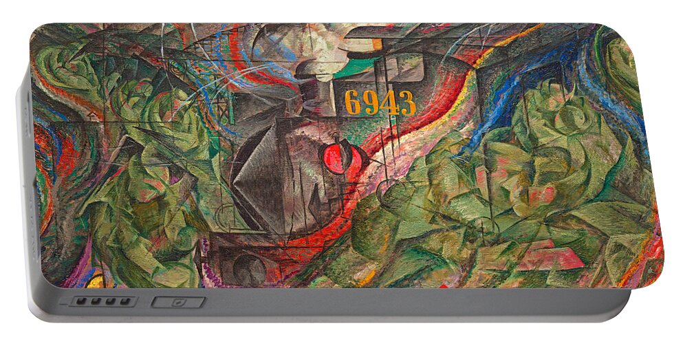 States Of Mind I Portable Battery Charger featuring the digital art States of Mind I - The Farewells by Umberto Boccioni - digital enhancement by Nicko Prints