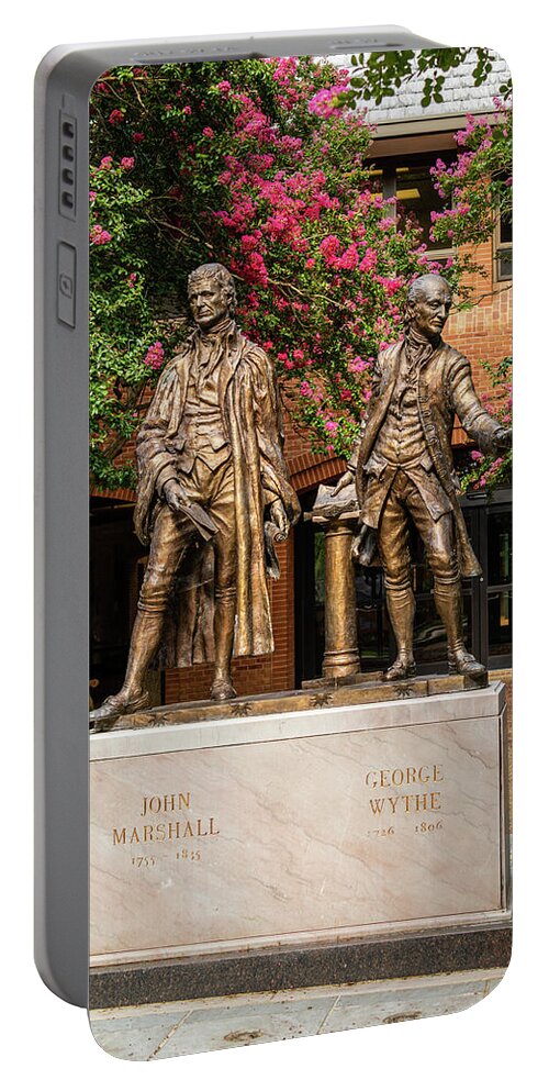 Statue Portable Battery Charger featuring the photograph Statue of John Marshall and George Wythe by Rachel Morrison