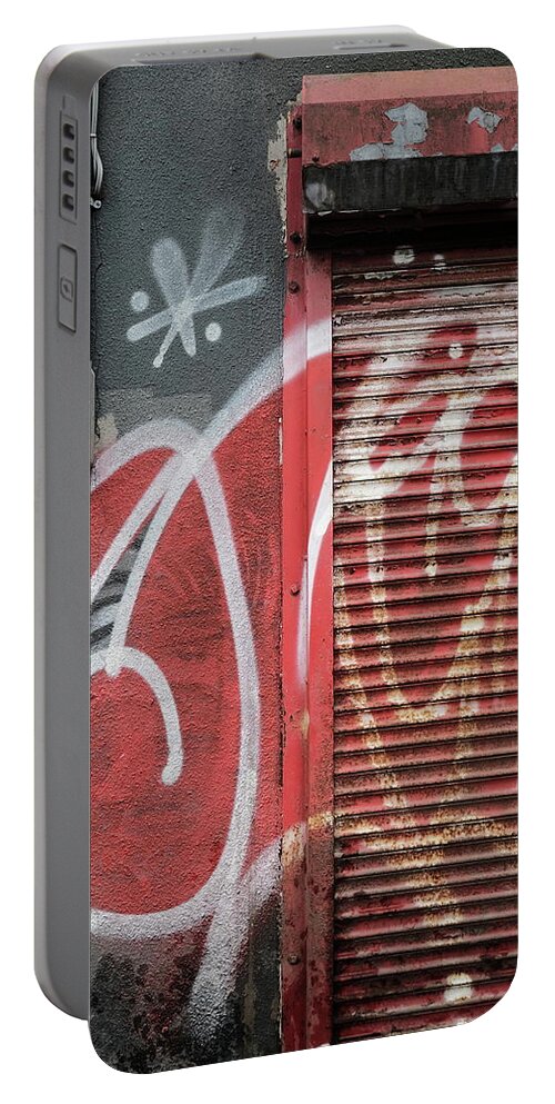 Urban Portable Battery Charger featuring the photograph Steel Door Detail by Kreddible Trout