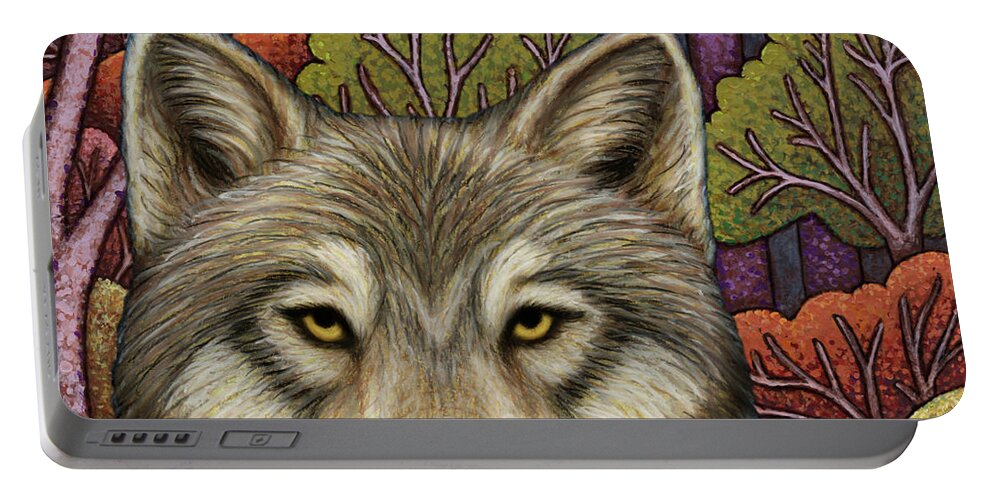 Wolf Portable Battery Charger featuring the painting Steppenwolf Adventure by Amy E Fraser