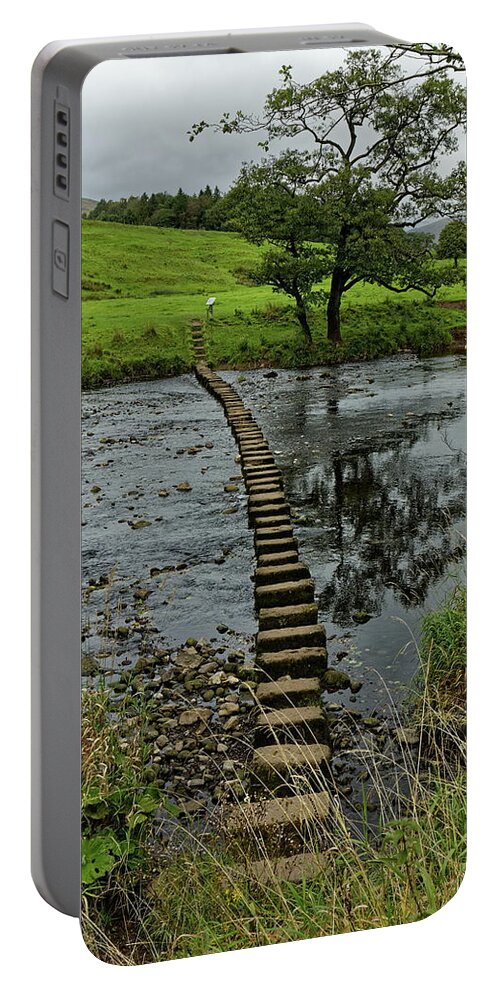 Stepping Stones Portable Battery Charger featuring the photograph Stepping Stones Across The Hodder by Jeff Townsend