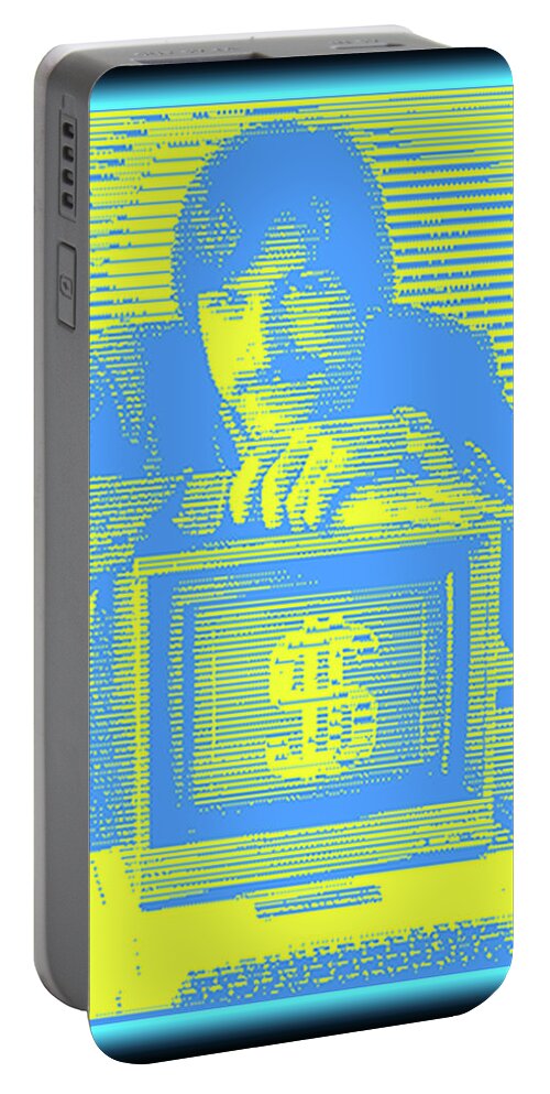 Wunderle Portable Battery Charger featuring the digital art Steve Jobs V1C by Wunderle