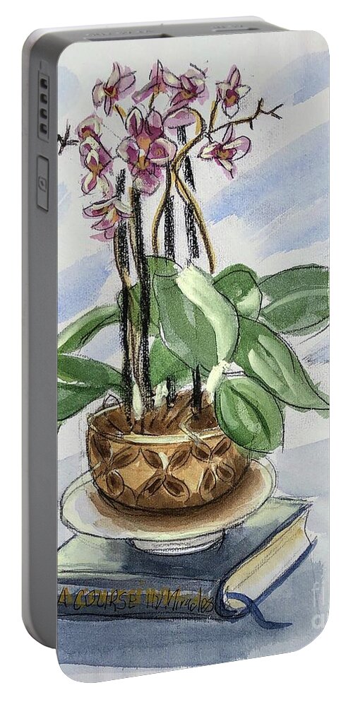 Mixed Media Sketch Portable Battery Charger featuring the mixed media Still Life #1 by Vicki B Littell