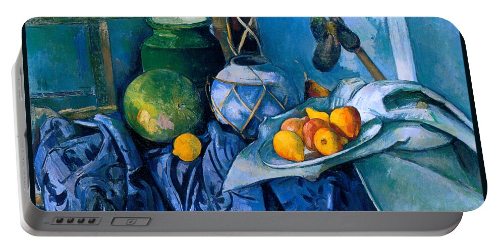 Cezanne Portable Battery Charger featuring the painting Still Life with a Ginger Jar and Eggplants 1893 by Paul Cezanne