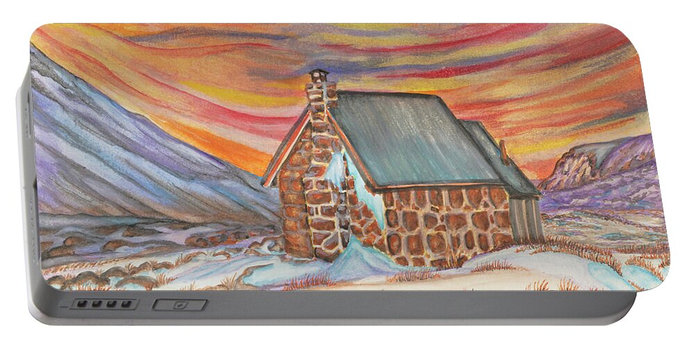 Art Portable Battery Charger featuring the painting Stone Refuge by The GYPSY and Mad Hatter
