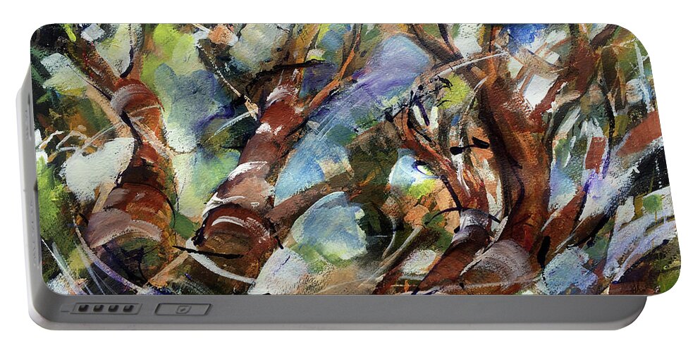 Trees Portable Battery Charger featuring the painting Storm Afternoon by Shirley Peters