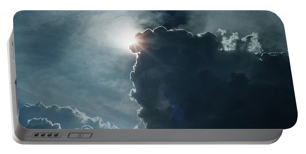 Sun Portable Battery Charger featuring the photograph Storm Clouds Sun and Eagles by Russel Considine