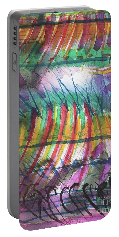 #storm #watercolor #watercolorpainting #color #red #painting #glenneff #neff #thesoundpoetsmusic #picturerockstudio #abstract #abstractart #abstractpainting Www.glenneff.com Portable Battery Charger featuring the painting Storm by Glen Neff