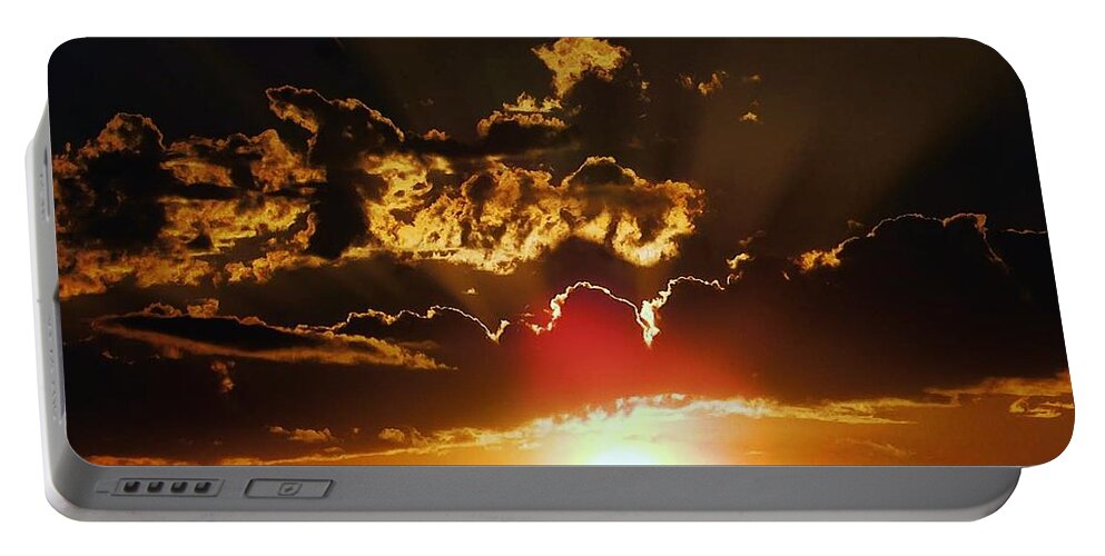 Sunset Portable Battery Charger featuring the photograph Storms a'brewin by Judy Stepanian
