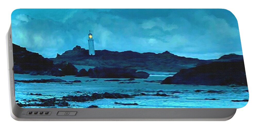 Lighthouse Portable Battery Charger featuring the painting Storm's Brewing by SophiaArt Gallery