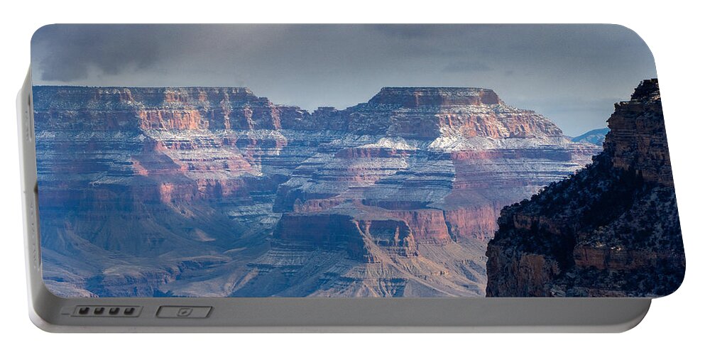 Storm Stormy Clouds Grand Canyon Winter Snow Arizona Landscape Fstop101 Portable Battery Charger featuring the photograph Stormy Clouds over a Wintery Grand Canyon by Geno Lee