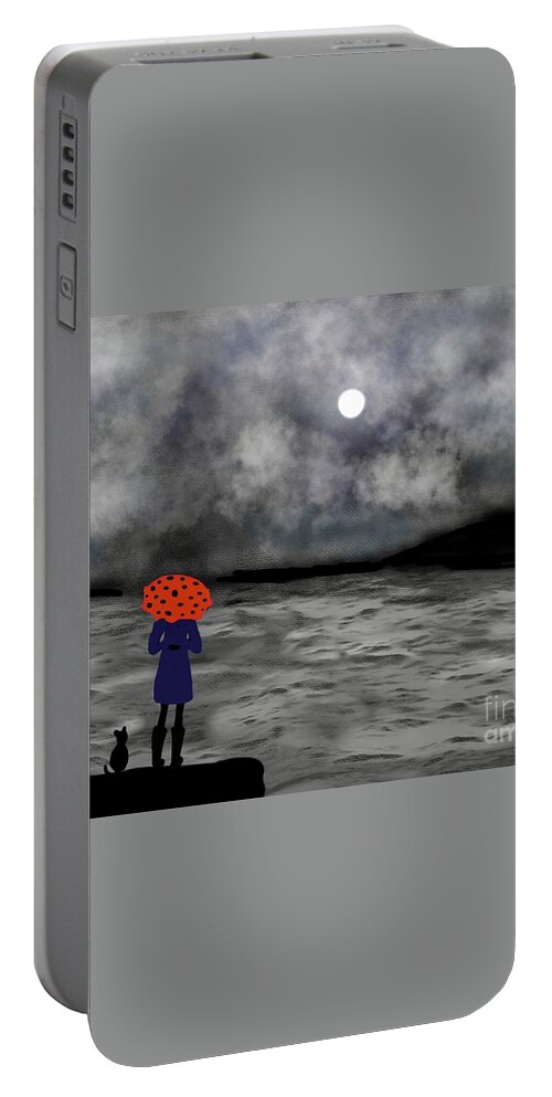 Stormy Weather Poster Portable Battery Charger featuring the digital art Stormy weather forecast by Elaine Hayward