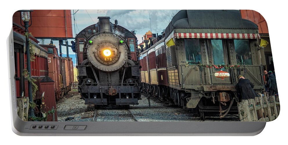 Locomotive Portable Battery Charger featuring the photograph Strasburg Baldwin Locomotive 475 by Kristia Adams
