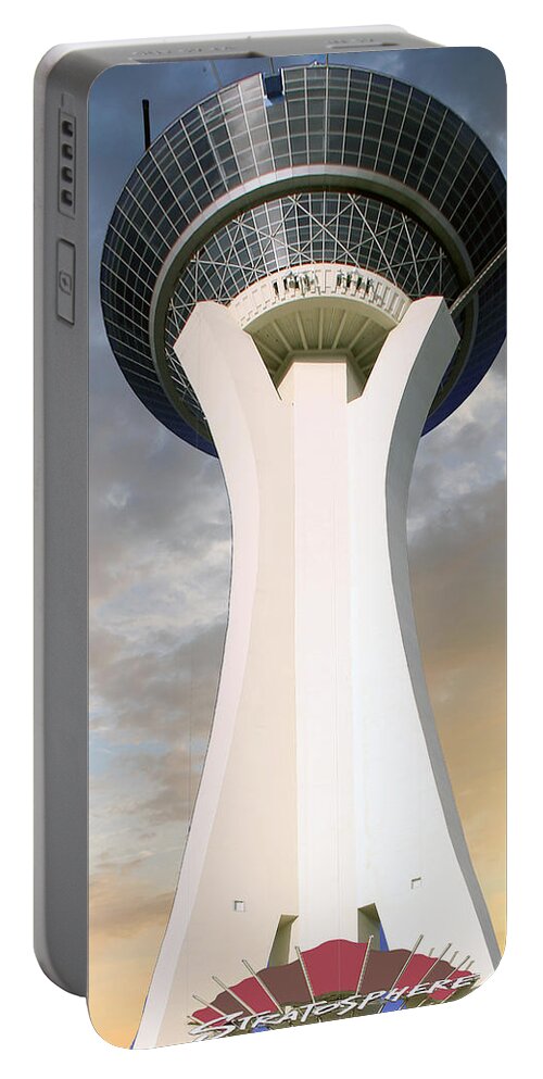 Strat Portable Battery Charger featuring the photograph Strat Skytower Vegas by Chris Smith