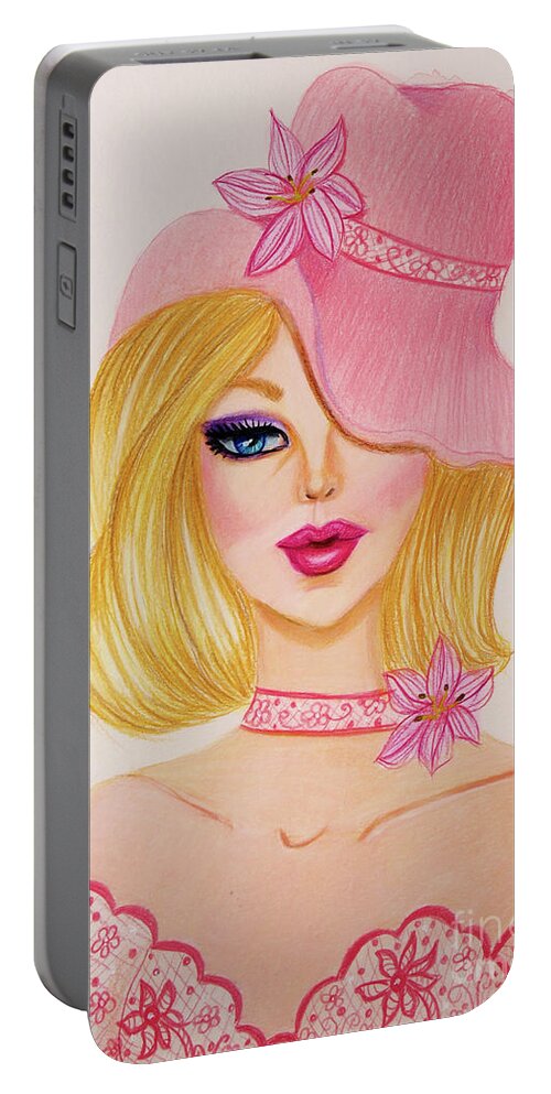 Fine Art Portable Battery Charger featuring the painting Strawberry Pop Tart by Dorothy Lee