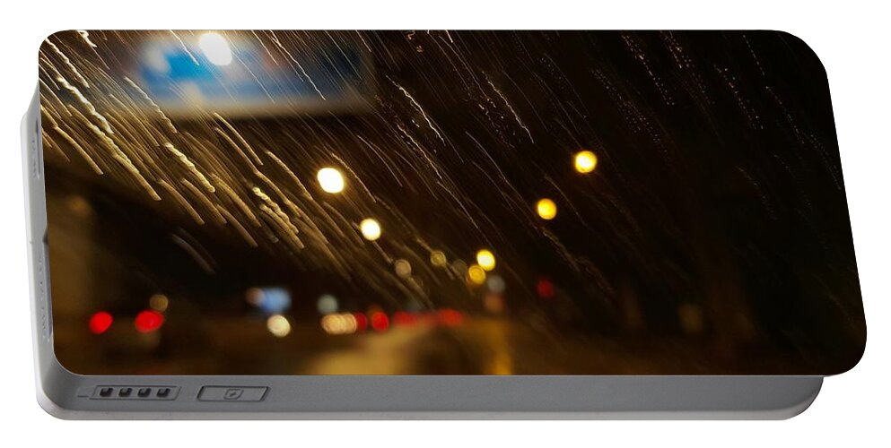 Rain Portable Battery Charger featuring the photograph Streaks of rain by Faa shie