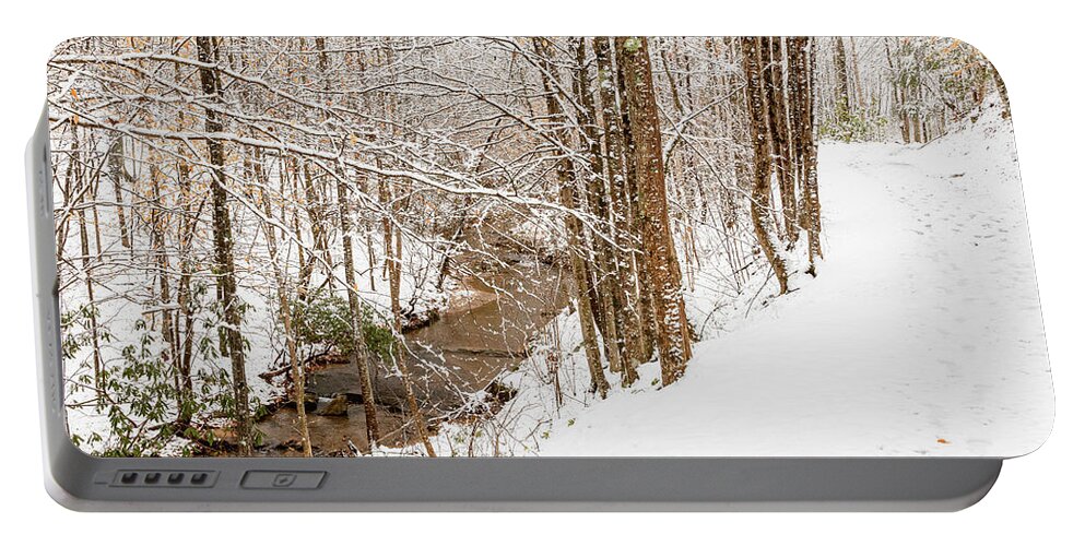 Mcdowell County Portable Battery Charger featuring the photograph Stream in the Snow by Joni Eskridge