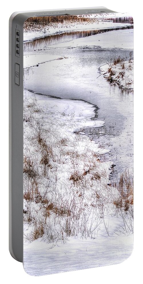  Stream Portable Battery Charger featuring the photograph Stream in Winter by Randy Pollard