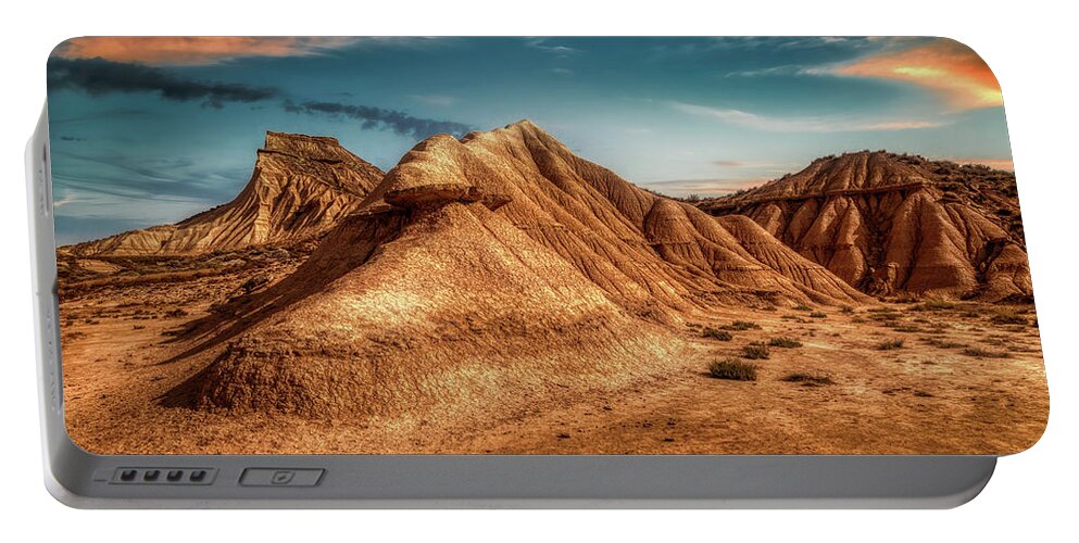 Bardenas Portable Battery Charger featuring the photograph Stroke Peak - Bardenas Reales by Micah Offman