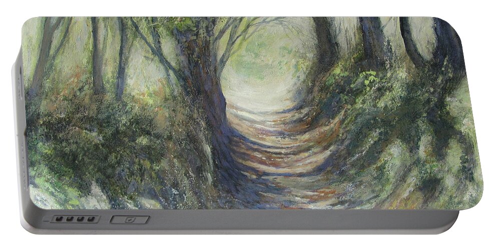 Landscape Portable Battery Charger featuring the painting Strolling by Valerie Travers