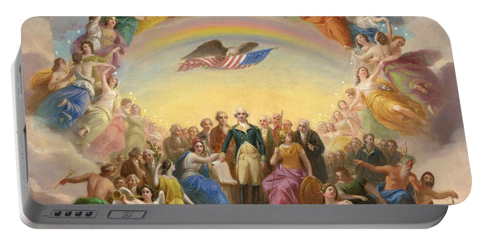 Architecture Portable Battery Charger featuring the painting Study for the Apotheosis of Washington, U.S. Capitol Dome by Constantino Brumidi