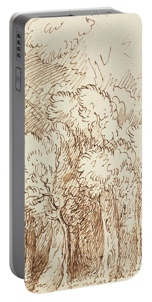 19th Century Painters Portable Battery Charger featuring the drawing Study of Trees by Benjamin West