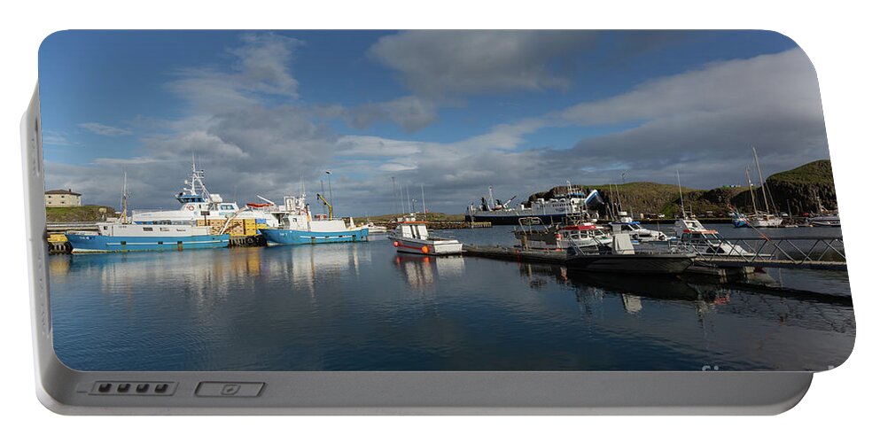 Stykkisholmur Portable Battery Charger featuring the photograph Stykkisholmur Harbor by Eva Lechner