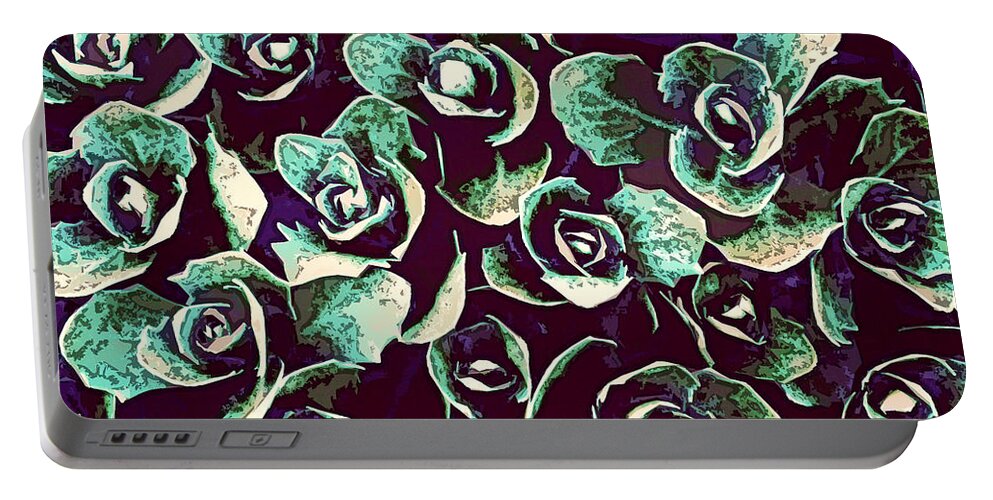Plants Portable Battery Charger featuring the digital art Succulent Plant Leaves by Phil Perkins