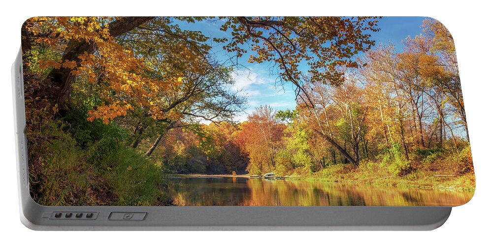 Fall Colors Portable Battery Charger featuring the photograph Sugar Creek Autumn by Susan Rissi Tregoning