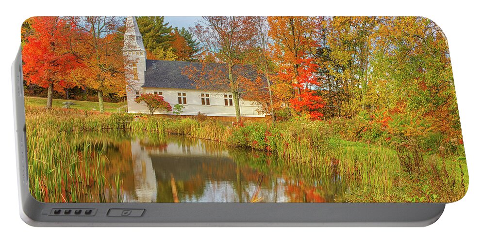 St. Matthew's Chapel Portable Battery Charger featuring the photograph Sugar Hill New Hampshire Fall Foliage St Matthews Chapel by Juergen Roth