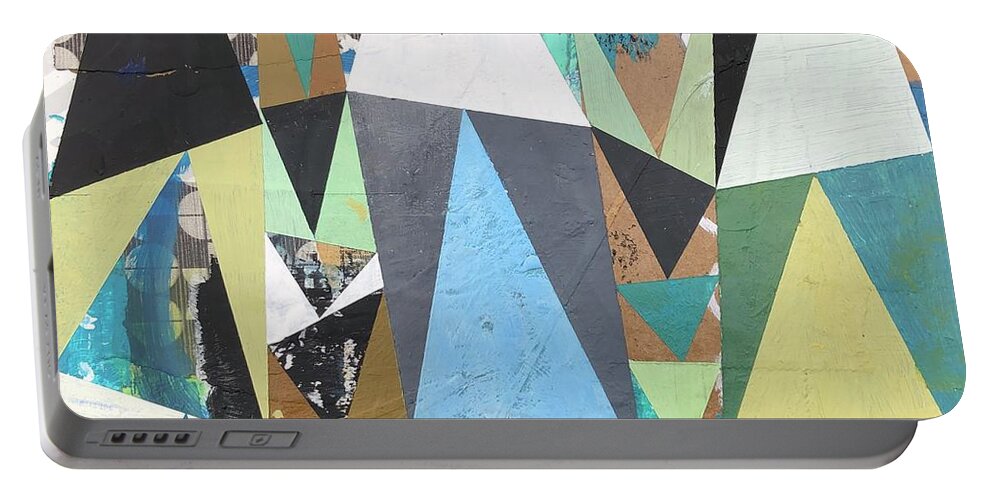 Abstract Portable Battery Charger featuring the painting Sugarloaf by Cyndie Katz