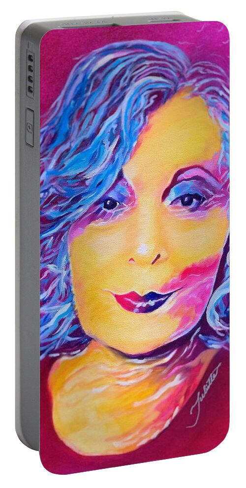 Sultry Portable Battery Charger featuring the painting Sultry by Juliette Becker