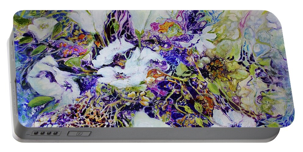 Floral Portable Battery Charger featuring the painting Summer Abundance by Jo Smoley