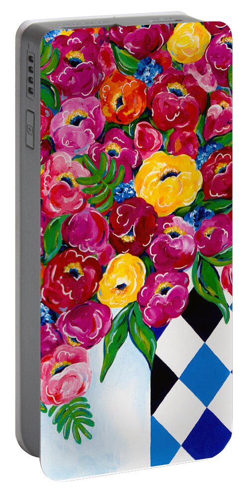 Flower Bouquet Portable Battery Charger featuring the painting Summer Blooms by Beth Ann Scott