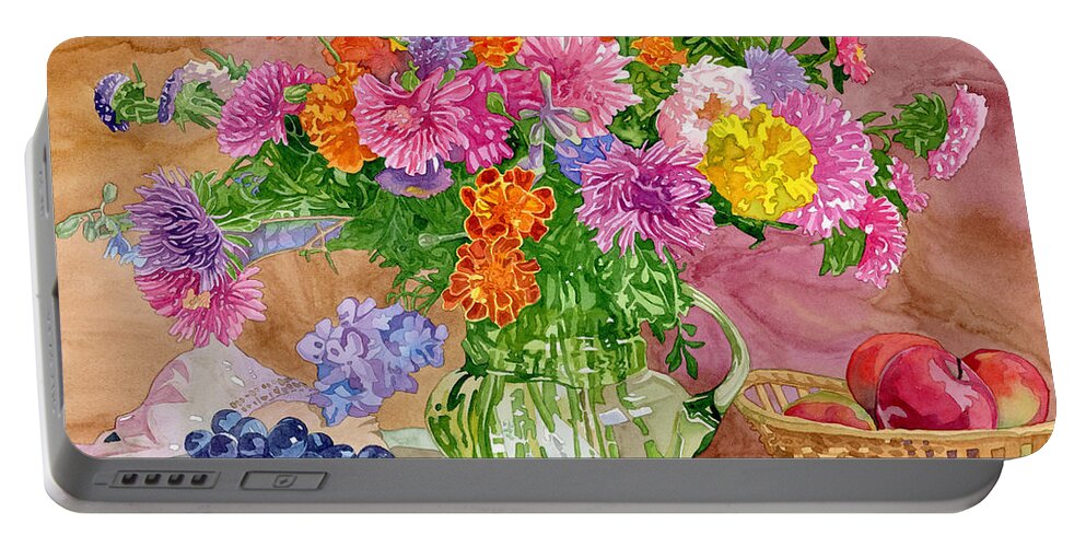 Summer Portable Battery Charger featuring the painting Summer Bouquet by Espero Art